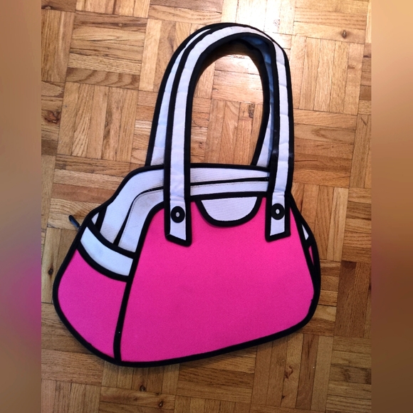 90s Vintage Jump from the Page Comic-styled Pink and White Purse - Picture 2 of 8